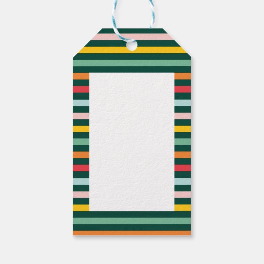 Fotocollage kerstregenboogkleurige heldere foto cadeaulabel (Achterkant)