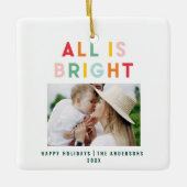 Fotocollage kerstregenboogkleurige heldere foto keramisch ornament (Voorkant)