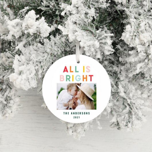 Fotocollage kerstregenboogkleurige heldere foto keramisch ornament