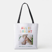 Fotocollage kerstregenboogkleurige heldere foto tote bag (Achterkant)