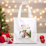 Fotocollage kerstregenboogkleurige heldere foto tote bag<br><div class="desc">Fotocollage kerstmannetje met kleurrijke stripe voor regenboogregenboogstraten is een fel leuk collectie voor familievakanties.</div>