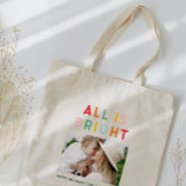 Fotocollage kerstregenboogkleurige heldere foto tote bag