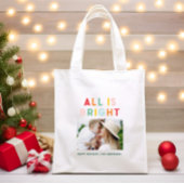 Fotocollage kerstregenboogkleurige heldere foto tote bag