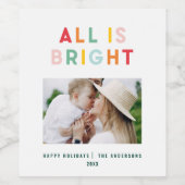 Fotocollage kerstregenboogkleurige heldere foto wijn etiket (Enkel label)