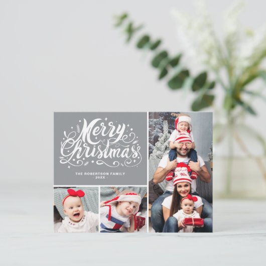 Fotocollage Kerstwensen Vakantie Briefkaart (Staand voorkant)