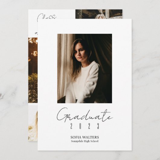 Fotocollage Klas van het Script Modern Afstuderen Aankondiging (Voorkant / Achterkant)