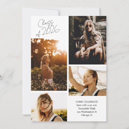 Fotocollage Klas van Script Moderne Afstudeerdocum Aankondiging (Achterkant)