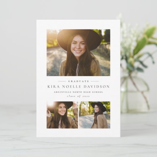Fotocollage klassiek afstuderen aankondiging (Staand voorkant)