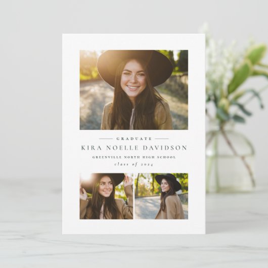 Fotocollage klassiek afstuderen aankondiging (Staand voorkant)