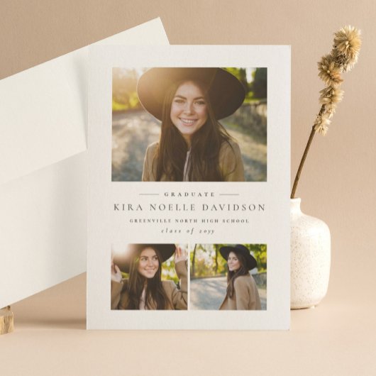 Fotocollage klassiek afstuderen aankondiging