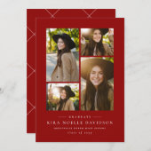 Fotocollage klassiek rood afstuderen aankondiging (Voorkant / Achterkant)