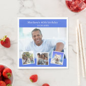 Fotocollage koninklijk blauw verjaardagsfeestje servet (Insitu)