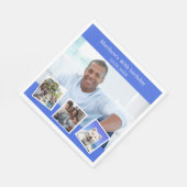 Fotocollage koninklijk blauw verjaardagsfeestje servet (Hoek)