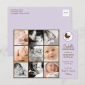 Fotocollage Lavendel Baby Geboorteaankondiging Aankondigingskaart (Voorkant / Achterkant)