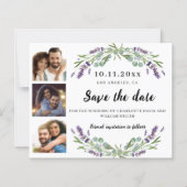 Fotocollage lavendel bruiloft Save the Date kaart (Voorkant)