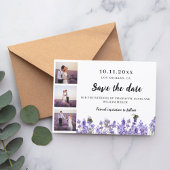 Fotocollage lavendel paarse bruiloft save the date