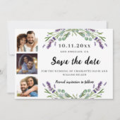 Fotocollage lavendelbloemen bruiloft save the date (Voorkant)