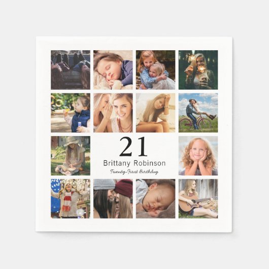 Fotocollage Leeftijdsgerelateerd Verjaardagsfeestj Servet (Voorkant)