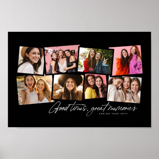 Fotocollage leuk persoonlijk zwart wit herinnering poster (Voorkant)