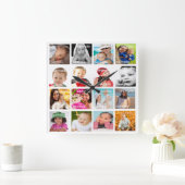 Fotocollage maakt uw eigen dij vierkante klok (Huis)