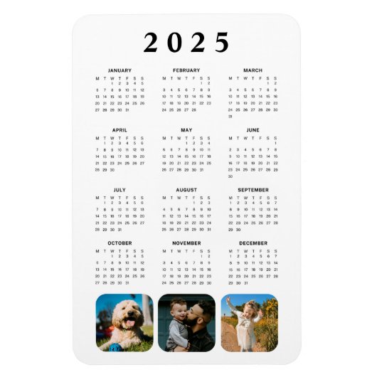 Fotocollage Maandelijks 2025 Kalendermagneet Magneet (Verticaal)