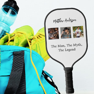 Fotocollage man mythe legende wit pickleball paddle