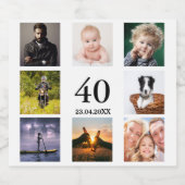 Fotocollage man op 40e verjaardagsfeestje bier etiket (Enkel label)