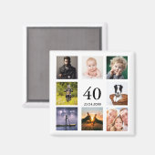 Fotocollage man op 40e verjaardagsfeestje magneet (Voorkant / Achterkant)