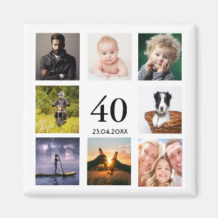 Fotocollage man op 40e verjaardagsfeestje magneet