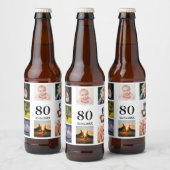 Fotocollage man op 80ste verjaardagsfeestje bier etiket (Flessen)