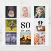Fotocollage man op 80ste verjaardagsfeestje bier etiket (Enkel label)
