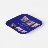 Fotocollage marineblauw verjaardagsfeestje papieren bordje (Gebogen)