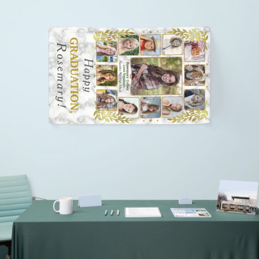 Fotocollage-marmer van de middelbare school spandoek (Beurs)