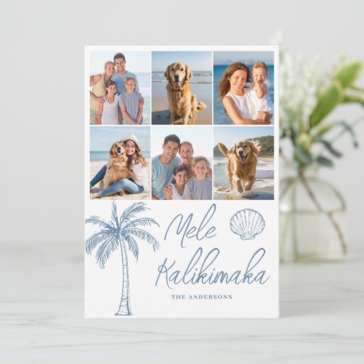 Fotocollage Mele Kalikimaka Christmas Feestdagenkaart (Staand voorkant)