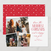 Fotocollage Merriest Christmas Rood en Wit Kaart (Voorkant / Achterkant)
