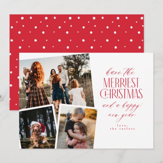 Fotocollage Merriest Christmas Rood en Wit Kaart (Voorkant / Achterkant)