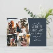Fotocollage Merriest Christmas Rood en Wit Kaart (Staand voorkant)