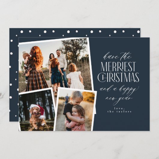 Fotocollage Merriest Christmas Rood en Wit Kaart (Voorkant / Achterkant)