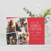Fotocollage Merriest Christmas Rood en Wit Kaart (Staand voorkant)