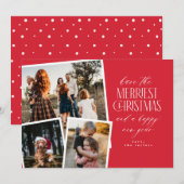 Fotocollage Merriest Christmas Rood en Wit Kaart (Voorkant / Achterkant)