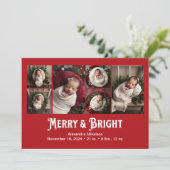 Fotocollage Merry and Bright Birth Aankondiging (Staand voorkant)