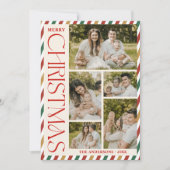 Fotocollage Merry Christmas Arch Retro Stripes Feestdagenkaart (Voorkant)