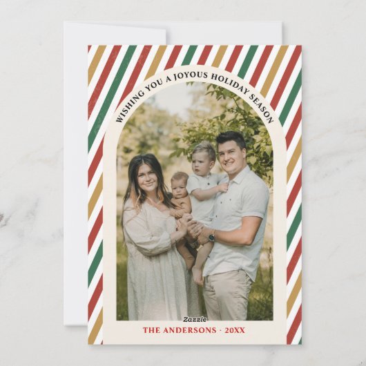 Fotocollage Merry Christmas Arch Retro Stripes Feestdagenkaart (Achterkant)