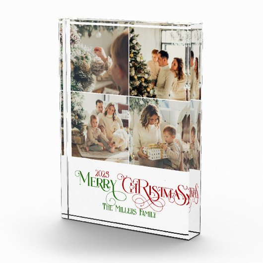 Fotocollage Merry Christmas Retro Typografie Fotoblokken (Rechts)