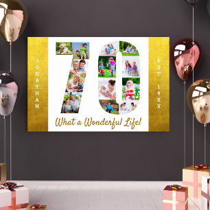 Fotocollage met gouden randen voor 70ste verjaarda poster