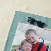 Fotocollage met paaskleuren en aangepaste tekst strandlaken (In situ)