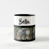 Fotocollage met pootafdrukken gepersonaliseerd tweekleurige koffiemok (Center)