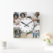Fotocollage met schattige harten vierkante klok (Huis)