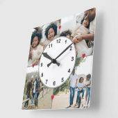 Fotocollage met schattige harten vierkante klok (Hoek)