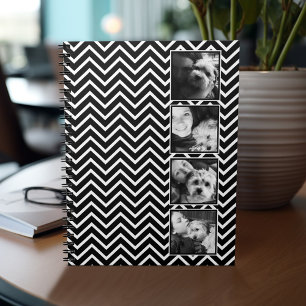 Fotocollage met zwart-wit chevronpatroon notitieboek
